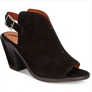 Frye Courtney Slingback Block Heel Peep Toe Suede Sandal
